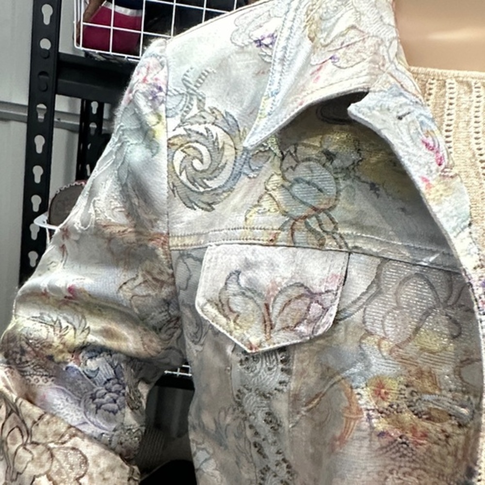 Boho Chic Floral colorful Satin Botton up Jacket